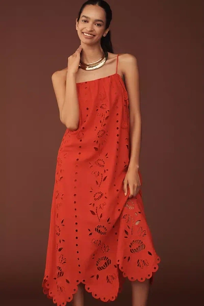 Farm Rio Red Flowers Richelieu Lenzing Ecovero Euroflax Maxi Dress