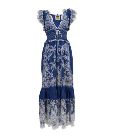 Farm Rio Richelieu Maxi Dress In Blue