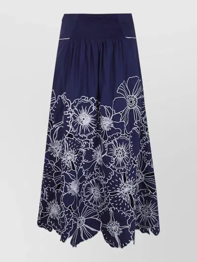 Farm Rio Richelieu Skirt A Line Breathable Style In Blue