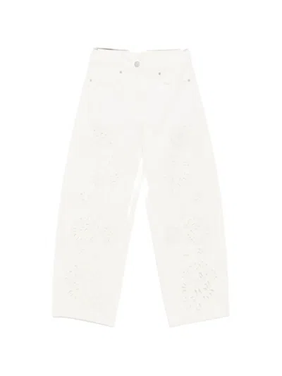 Farm Rio Richeueu Broderie-anglaise Cut-out Jeans In White