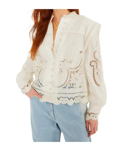 Farm Rio Blusa Mao Richilieu Blanca Troquelada In White