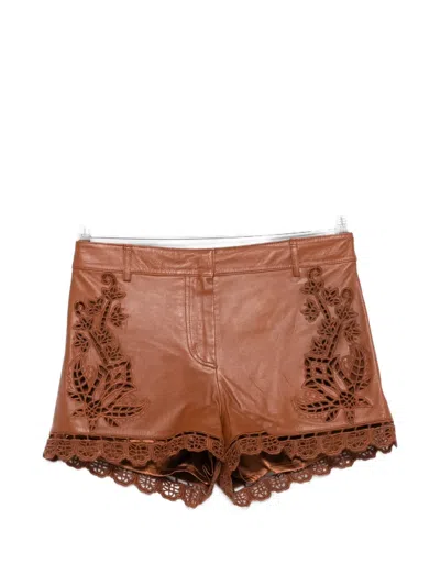 Farm Rio Richilieu Leather Shorts In Brown