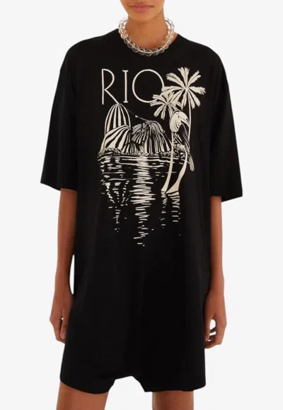 Farm Rio Rio Printed Playsuit In Black