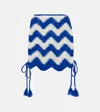 Farm Rio River Nature Crochet Miniskirt In Blue