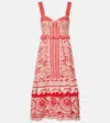 Farm Rio Red River Ride Lenzing Ecovero Euroflax Midi Dress In Red