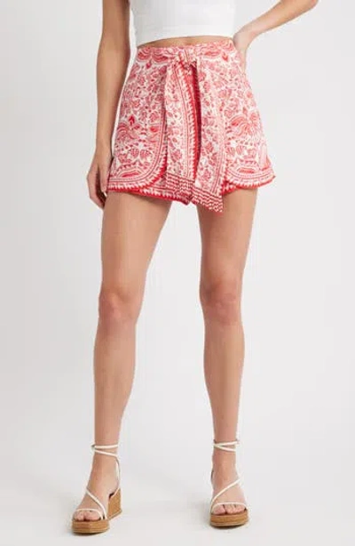 Farm Rio River Ride Linen Blend Shorts In Pink