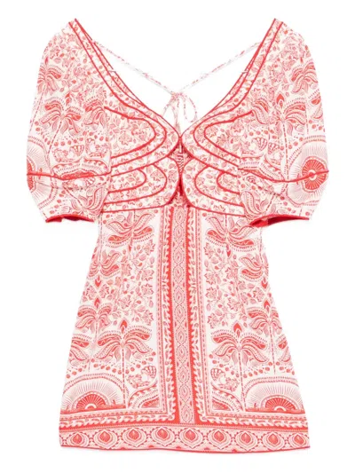 Farm Rio River Ride Mini Dress In Red