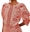 Farm Rio River Ride Puff Sleeves Blouse In Red In White