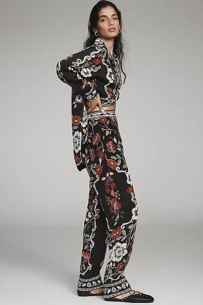Farm Rio Rocco Flowers Pants In Black