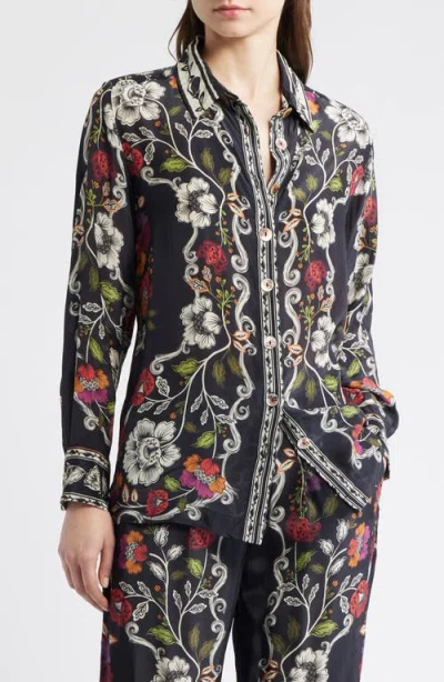 Farm Rio Roccoco Floral Button-up Shirt In Multi
