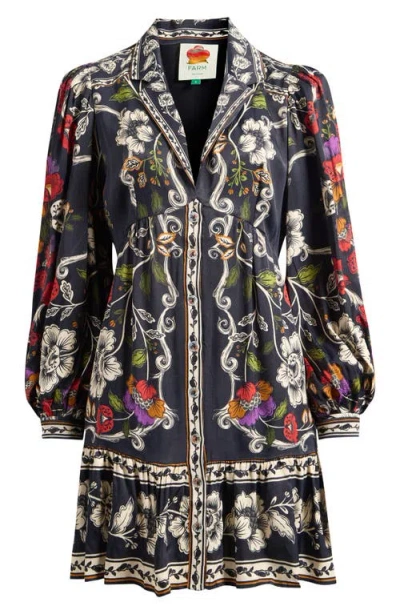 Farm Rio Roccoco Floral Minidress In Blue