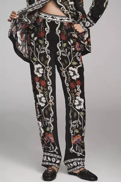 Farm Rio Rococo Flowers Pants In Black