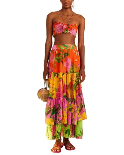 Farm Rio Romantic Garden Orange Crop Top In Multi