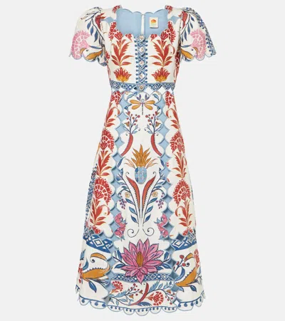 Farm Rio Romantic Lightness Linen Minidress In Multicoloured