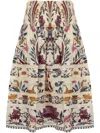 Farm Rio Multicoloured Print Midi Skirt In Neutrals