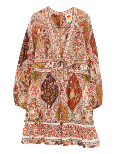 Farm Rio Romantic Nature Mini Dress In Animal Print