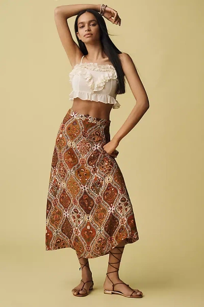 Farm Rio Romantic Nature Multicolor Midi Skirt