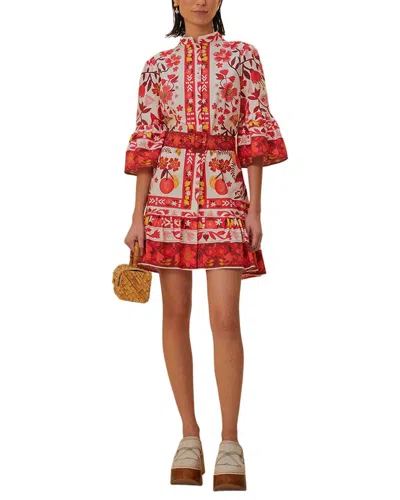 Farm Rio Romantic Orchard Off-white Mini Dress In Multi