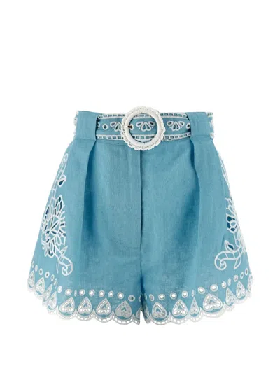 Farm Rio Romantic Richelieu Cut-out Shorts In Multi