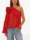 Farm Rio Rose Blouse In Red