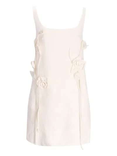 Farm Rio Rose-embellished Cotton Mini Dress In White