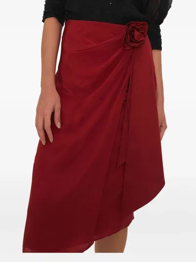 Farm Rio Rose-embellished Wrap Skirt In Red