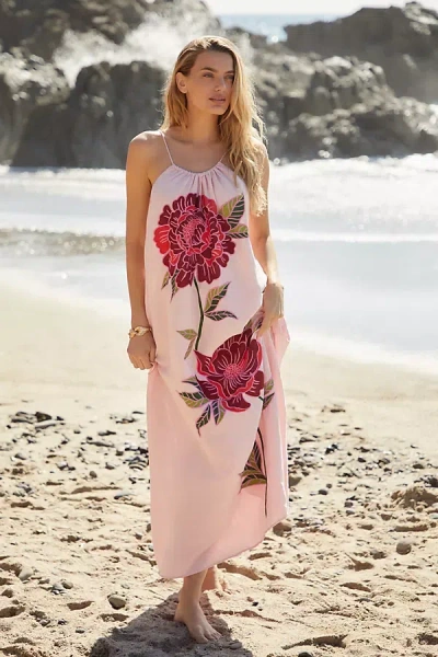 Farm Rio Rose Halter Cover-up Dress In Pink