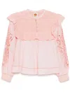 Farm Rio Rose Honeycomb Blouse In Pink