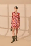 Farm Rio Rose Wild Horses Long Sleeve Mini Dress In Wild Horses Rose