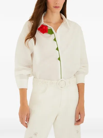 Farm Rio Rose-detail Shirt In White