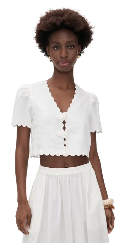 Farm Rio Roses Top Off-white