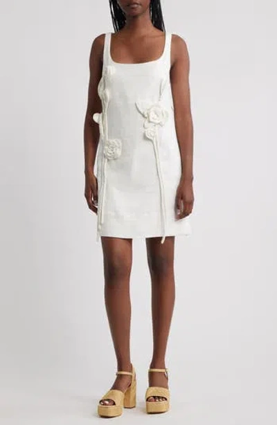 Farm Rio Off-white Sleeveless Euroflax Premium Linen Mini Dress