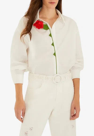 Farm Rio Rosy Long-sleeved Shirt In White