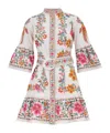 Farm Rio Off-white Delicate Forest Scarves Organic Cotton Mini Dress