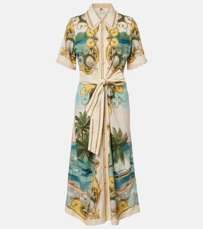 Farm Rio Royal Sea Multicolor Midi Dress Royal Sea Multicolor
