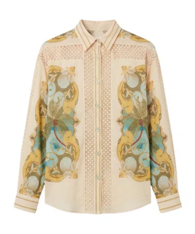 Farm Rio Royal Sea Linen Blend Shirt In Neutral