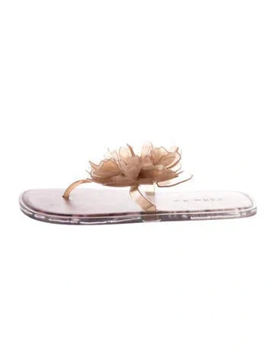 Pre-owned Farm Rio Rubber Floral Print Flip Flops In Pink