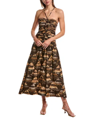 Farm Rio Ruched Maxi Dress In Brown