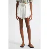 Farm Rio Festone High-rise Cotton Shorts In White