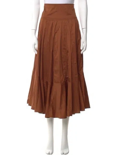 Pre-owned Farm Rio Ruffle Embellishment Midi Length Skirt In Brown