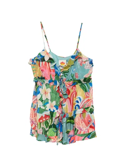 Farm Rio Ruffled Floral-print Top In Multi
