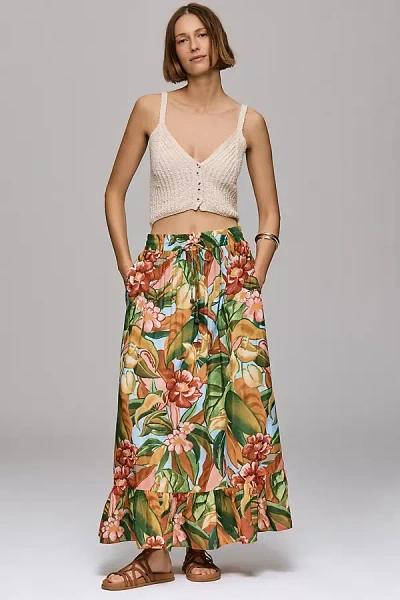 Farm Rio Ruffled Tropical Maxi Skirt In Multi