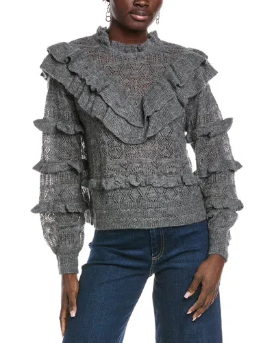 Farm Rio Ruffles Knit Wool & Mohair-blend Sweater In Gray