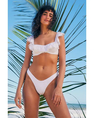 Farm Rio Ruffles Laise Bikini Bottom In White