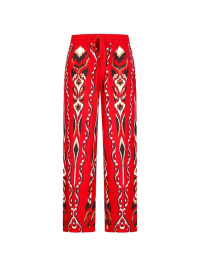 Farm Rio Sand Ainika Pineapple Ikat Trousers In Red