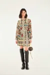 Farm Rio Sand Francesca Long Sleeve Mini Dress In Multi
