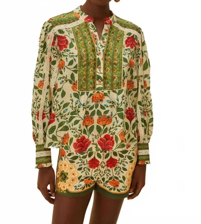 Farm Rio Sand Garden Tapestry Blouse In Multi