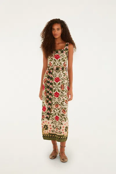 Farm Rio Sand Garden Tapestry Knit Dress