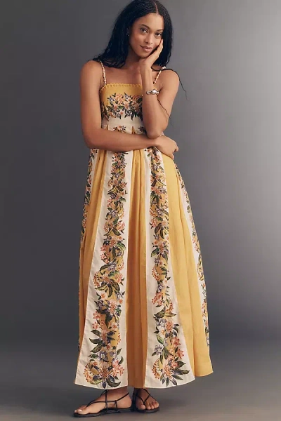 Farm Rio Sand Hilo Sleeveless A-line Maxi Dress In Yellow
