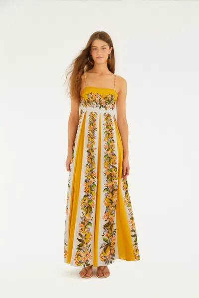 Farm Rio Sand Hilo Stripes Maxi Dresses Yellow In Multi